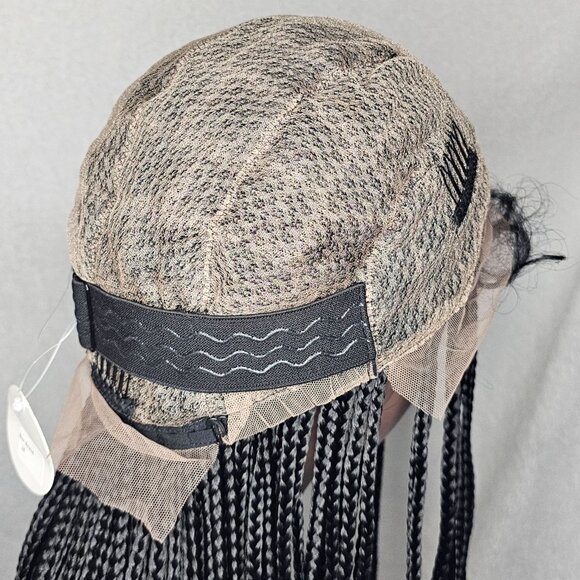 32" Box Braided Human Synthetic Blend Wig Full Double Lace Glueless Baby Hair - Picture 7 of 9